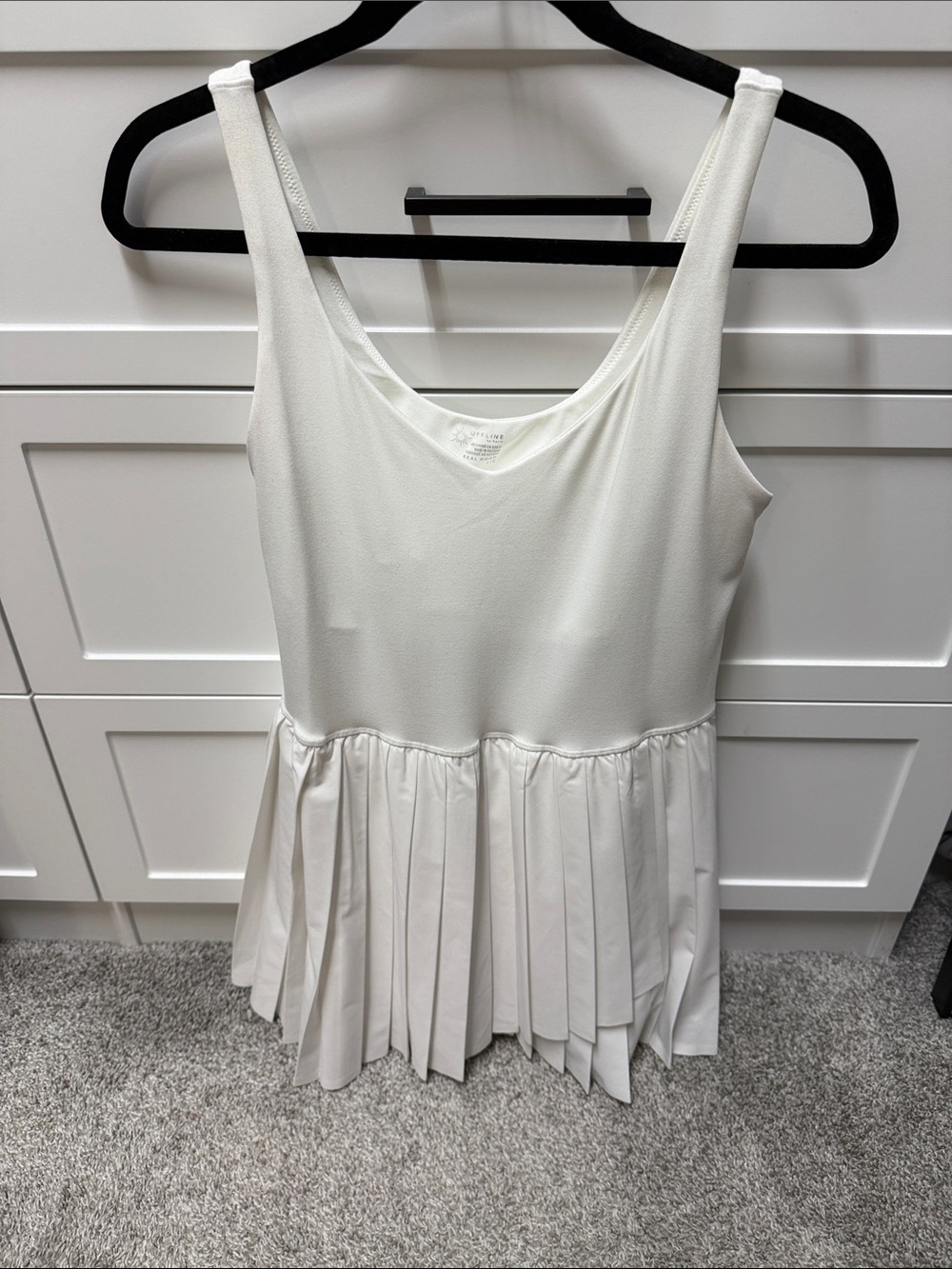aerie White Pleated Tank Dress